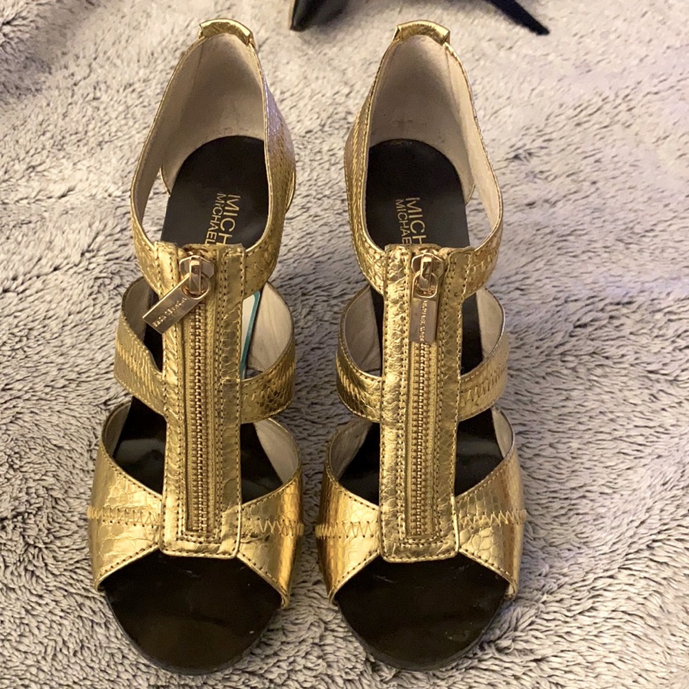 Michael Kors Black and Gold Sandals